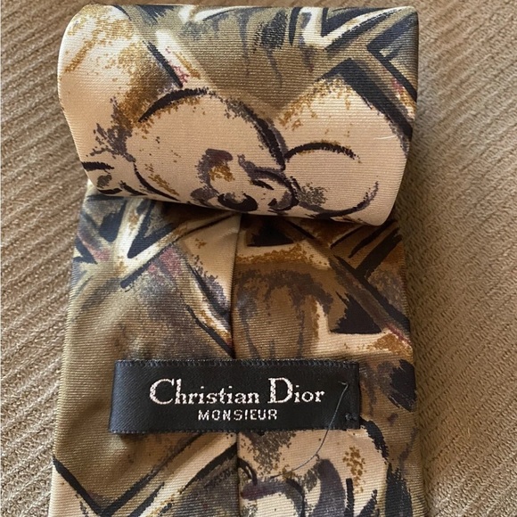 Christian Dior Floral Patterned Tie - Brown and Cream EUC!! - Picture 4 of 6